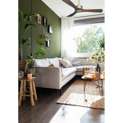 Modulo Regular Ring - Super destratificateur et ventilateur DC 132 cm Laiton pales bois sombre sans Lumière 25 à 40 m²