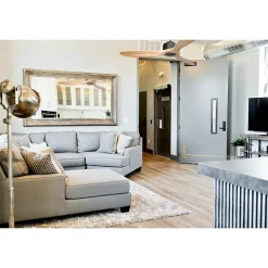 Modulo Regular Ring - Super destratificateur et ventilateur DC 132 cm Gris basalte pales bois clair sans Lumière 25 à 40 m²