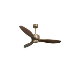 Modulo Regular Ring - Super destratificateur et ventilateur DC 132 cm Laiton pales bois sombre sans Lumière 25 à 40 m²