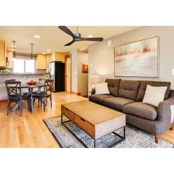 Modulo Regular Ring - Super destratificateur et ventilateur DC 132 cm Chrome pales bois sombre sans Lumière 25 à 40 m²