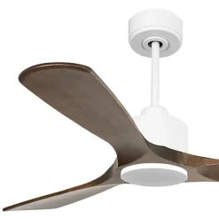 Modulo Slim - Super destratificateur et ventilateur DC 132cm blanc pales bois sombre idéal 26 à 40 m²