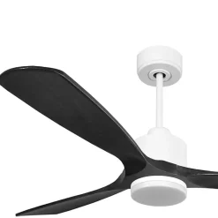 Modulo Slim - Super destratificateur et ventilateur DC 166 cm blanc pales bois noir idéal 30 à 60 m²