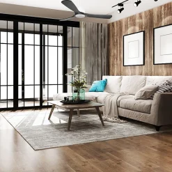 Modulo Slim - Super destratificateur et ventilateur DC 132 cm blanc pales bois noir idéal 26 à 40 m²