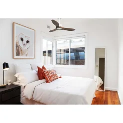 Modulo Slim Ring - Super destratificateur et ventilateur DC 106 cm blanc pales bois sombre idéal 10 à 20 m²