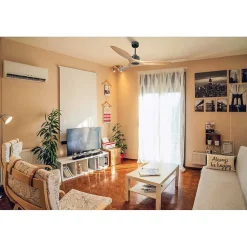 Modulo Slim Ring - Super destratificateur et ventilateur DC 132 cm noir pales bois clair idéal 26 à 40 m²