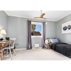 Modulo Slim Ring - Super destratificateur et ventilateur DC 106 cm chrome pales bois clair idéal 10 à 20 m²