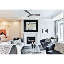 Modulo Slim Ring - Super destratificateur et ventilateur DC 132 cm blanc pales bois noir idéal 26 à 40 m²