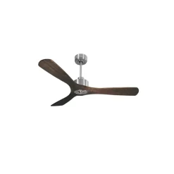 Modulo Slim Ring - Super destratificateur et ventilateur DC 132 cm chrome pales bois sombre idéal 26 à 40 m²