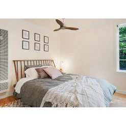 Modulo Slim Ring - Super destratificateur et ventilateur DC 106 cm chrome pales bois sombre idéal 10 à 20 m²