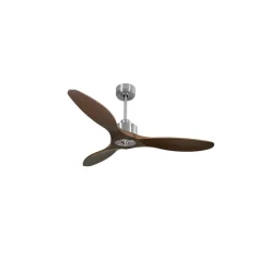 Modulo Slim Ring - Super destratificateur et ventilateur DC 132 cm chrome pales bois sombre idéal 26 à 40 m²