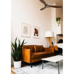 Modulo Slim Ring - Super destratificateur et ventilateur DC 132 cm chrome pales bois sombre idéal 26 à 40 m²