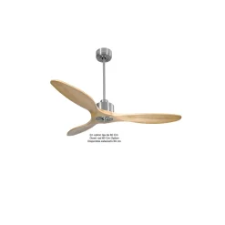 Modulo Slim Ring - Super destratificateur et ventilateur DC 132 cm chrome pales bois clair idéal 26 à 40 m²