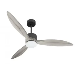 Modulo slim - Super destratificateur et ventilateur DC 132 cm Gris basalte pales bois gris avec Lumière 25 à 35 m²