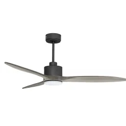 Modulo slim - Super destratificateur et ventilateur DC 132 cm Gris basalte pales bois gris avec Lumière 25 à 35 m²