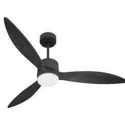 Modulo slim - Super destratificateur et ventilateur DC 132 cm Gris basalte pales bois noir avec Lumière 25 à 35 m²