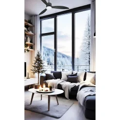 Modulo slim - Super destratificateur et ventilateur DC 132 cm Gris basalte pales bois noir avec Lumière 25 à 35 m²