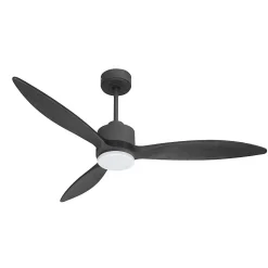 Modulo slim - Super destratificateur et ventilateur DC 132 cm Gris basalte pales bois noir avec Lumière 25 à 35 m²