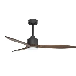 Modulo slim - Super destratificateur et ventilateur DC 132 cm Gris basalte pales bois sombre avec Lumière 25 à 35 m²