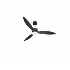 Modulo slim - Super destratificateur et ventilateur DC 132 cm Marron pales bois noir avec Lumière 25 à 35 m²