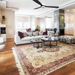 Modulo Slim - Super destratificateur et ventilateur DC 132 cm blanc avec lumière pales bois noir idéal 26 à 40 m²