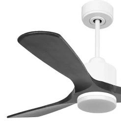 Modulo Slim - Super destratificateur et ventilateur DC 132 cm blanc avec lumière pales bois noir idéal 26 à 40 m²