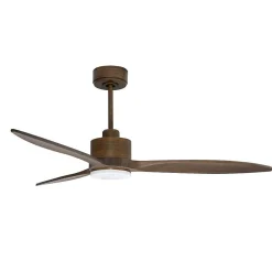 Modulo slim - Super destratificateur et ventilateur DC 132 cm Marron pales bois sombres avec Lumière 25 à 35 m²