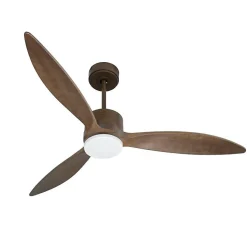 Modulo slim - Super destratificateur et ventilateur DC 132 cm Marron pales bois sombres avec Lumière 25 à 35 m²