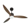 Modulo slim - Super destratificateur et ventilateur DC 132 cm Chocolat pales bois sombre avec Lumière 25 à 35 m²