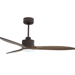 Modulo slim - Super destratificateur et ventilateur DC 132 cm Chocolat pales bois sombre avec Lumière 25 à 35 m²