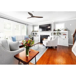 Modulo Slim de Klassfan - Ventilateur de plafond et destratificateur moteur DC blanc et pales bois sombre 25 à 40 m²