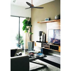 Modulo Slim de Klassfan - Ventilateur de plafond et destratificateur moteur DC marron et pales bois noir 25 à 40 m²