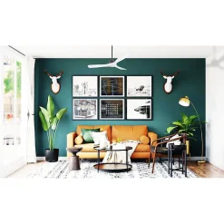 Modulo Slim de Klassfan - Ventilateur de plafond et destratificateur moteur DC basalte et bois blanc 25 à 40 m²