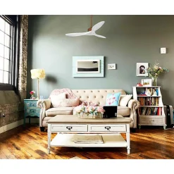 Modulo Slim de Klassfan - Ventilateur de plafond et destratificateur moteur DC marron et pales bois blanc 25 à 40 m²