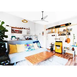 Modulo Slim de Klassfan - Ventilateur de plafond et destratificateur moteur DC basalte et bois blanc 25 à 40 m²