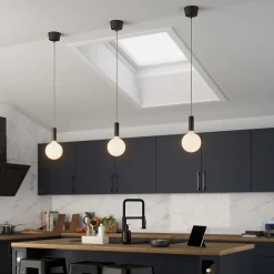 Monture réglable Poorwill en métal noir et beige E27 L.110cm GoodHome