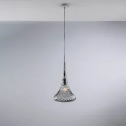 Nemesi Suspension en fer et verre pyrex gris 1 lumière 142 d.20 BL280-S1-GR