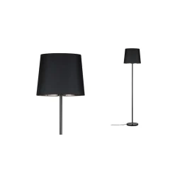 Neordic Lampadaire Enja E27 max. 20W Noir Cuivre Tissus Marbre Métal