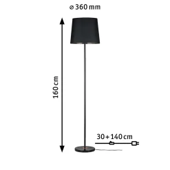 Neordic Lampadaire Enja E27 max. 20W Noir Cuivre Tissus Marbre Métal