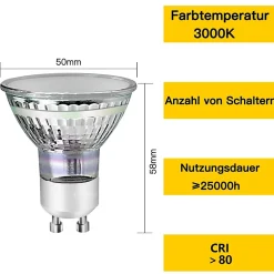 NETTLIFE 10 Ampoule GU10 LED blanc chaud 3W 30W, lampe à économie d'énergie 3000K