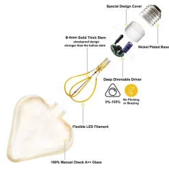 NETTLIFE - ampoule led vintage edison 3w lampe à incandescence rétro e27 lampe décorative en forme de coeur