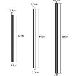 NETTLIFE 2 appliques LED intérieur moderne 100CM 34W couloir haut bas blanc chaud noir