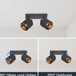 NETTLIFE 2 Spots de Plafond Noir Vintage E14 avec Écran en Tissu pour Salon Chambre Cuisine, sans Ampoule