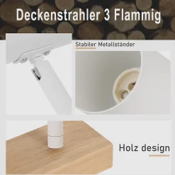 NETTLIFE 3 Spots de plafond bois vintage GU10 modernes blancs pivotants à pour chambre salon bureau salle à manger cuisine