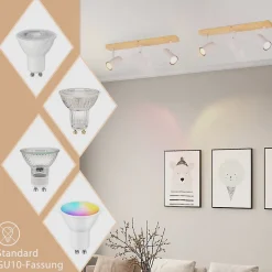 NETTLIFE 3 Spots de plafond bois vintage GU10 modernes blancs pivotants à pour chambre salon bureau salle à manger cuisine