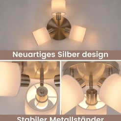 NETTLIFE 3 Spots de plafond couloir - mural moderne argentéE14 MAX.25W lampe pour salon chambre cuisine (sans ampoule)