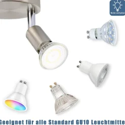 NETTLIFE 3 spots de plafond GU10 en métal nickel rond, lampe moderne pour salon chambre, max 3x25W