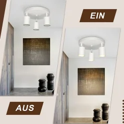 NETTLIFE 3 Spots de plafond couloir salon blanc rond GU10 en métal orientables design pour chambre cuisine