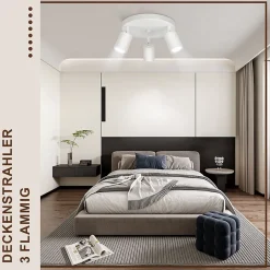 NETTLIFE 3 Spots de plafond couloir salon blanc rond GU10 en métal orientables design pour chambre cuisine