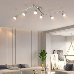 NETTLIFE 6 Spots de plafond salon moderne GU10 en acier inoxydable pour chambre intérieur (sans ampoule)