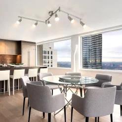 NETTLIFE 6 Spots de plafond salon moderne GU10 en acier inoxydable pour chambre intérieur (sans ampoule)